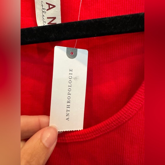 Anthropologie DOLAN Left Coast Tulle Sleeve Tank Top Blouse Red Chic Size XL - Picture 8 of 11